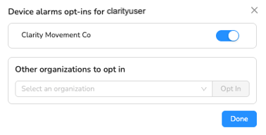 Device alarm optin-1